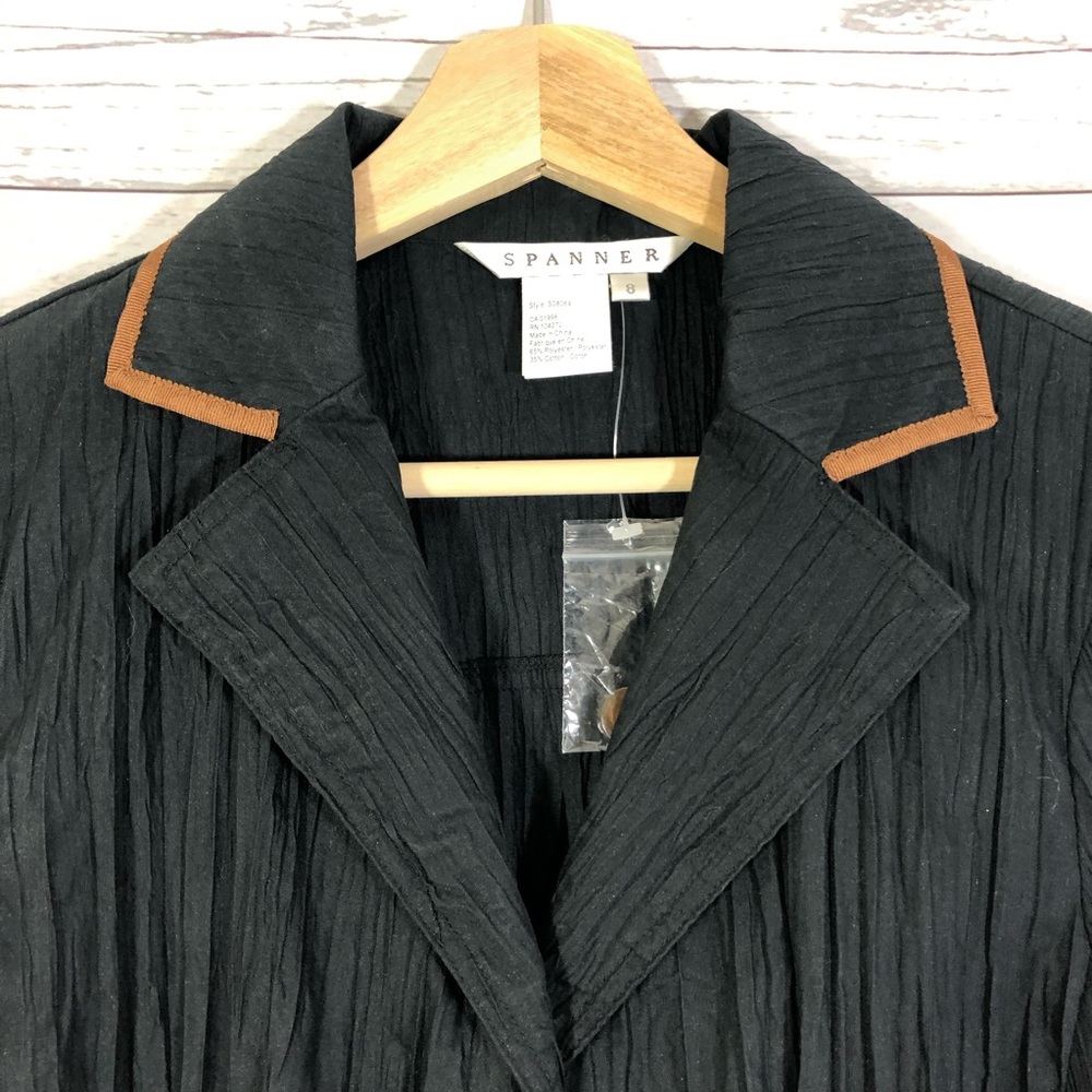 Nwot Spanner Button Front Blazer Jacket Black Tan… - image 8